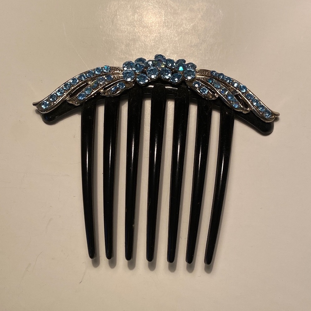 Blue Rhinestone Hair Comb